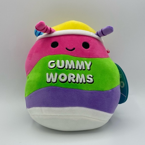 Squishmallows Silver Gummy Worms Plush Junk Food Squad Toy 7 Inch Kellytoy Gifts - Picture 1 of 5